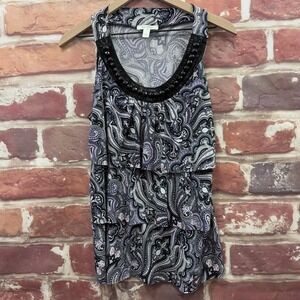 Dressbarn Tank Top Women's Large Multicolor Boho Floral Tiered Tunic Shirt